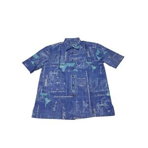 NWT Kahala Mens World Voyage Hokulea Hawaiian Shirt Navy Blue Cotton L